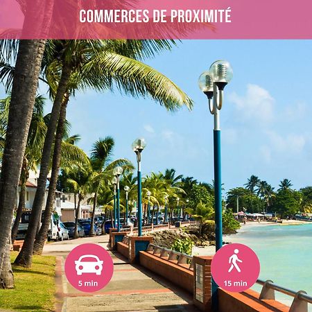 Le Sable Bleu - Evasion Tropicale A Sainte-Anne - Plage 5Min - Piscine - Parking - Logement Climatise - Vue Sur Les Palmiers - Parfait Pour Sejours En Famille Ou Entre Amis Buitenkant foto