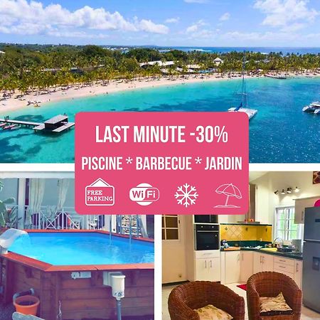 Le Sable Bleu - Evasion Tropicale A Sainte-Anne - Plage 5Min - Piscine - Parking - Logement Climatise - Vue Sur Les Palmiers - Parfait Pour Sejours En Famille Ou Entre Amis Buitenkant foto