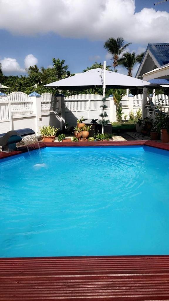 Le Sable Bleu - Evasion Tropicale A Sainte-Anne - Plage 5Min - Piscine - Parking - Logement Climatise - Vue Sur Les Palmiers - Parfait Pour Sejours En Famille Ou Entre Amis Buitenkant foto