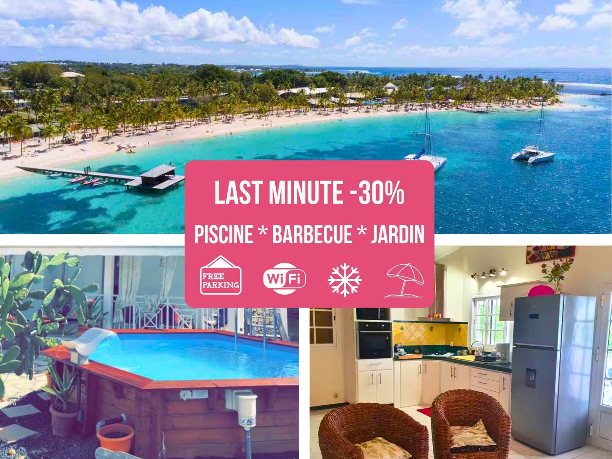 Le Sable Bleu - Evasion Tropicale A Sainte-Anne - Plage 5Min - Piscine - Parking - Logement Climatise - Vue Sur Les Palmiers - Parfait Pour Sejours En Famille Ou Entre Amis Buitenkant foto